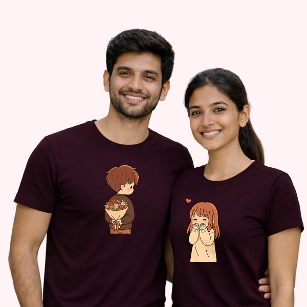 A proposal with flower maroon - the only couple