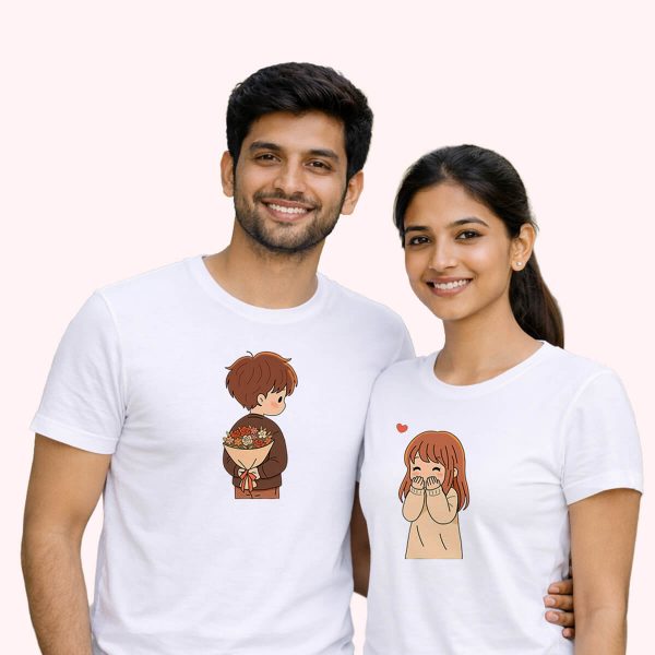 A proposal with flower white - the only couple