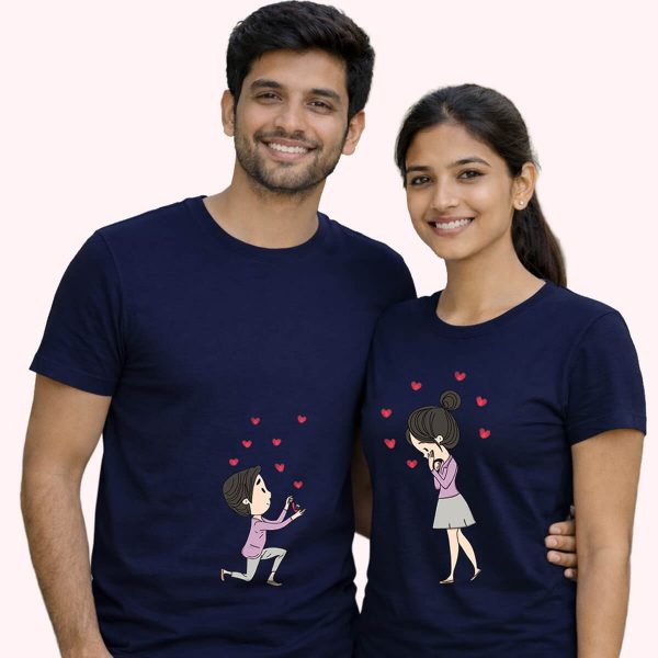 A proposal with ring navy - the only couple